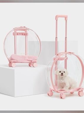 NEW! Clear Bubble Pet Carrier Luggage in Light Pink